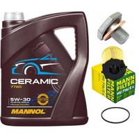MotoröL Filter Set Mannol 5W-30 5 Liter + Schraube FüR Citroen Jumpy Peugeot 1.6