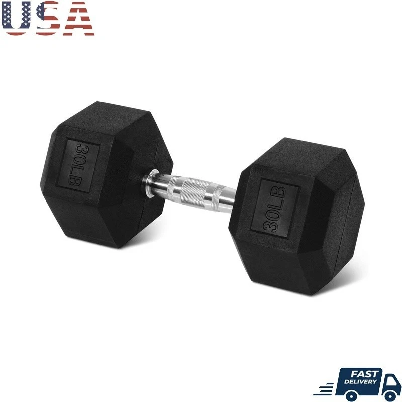 Rubber Encased Hex Dumbbell Anti-Roll Comfort Grip Strength Training New
Opens in a new window or ta