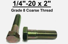 1/4-20 x 2" Hex Bolt Yellow Zinc Plated Grade 8 Coarse Thread