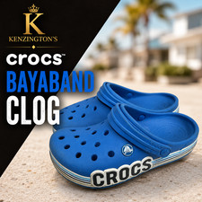 Crocs Bayaband Clog Blue Youth J3 Slip On Comfort Casual Shoes