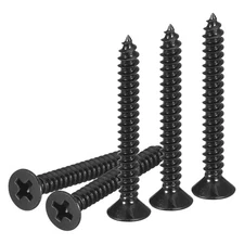 100Pcs #6x1-1/4" Flat Head Wood Screws Steel Phillips Self Tapping Black