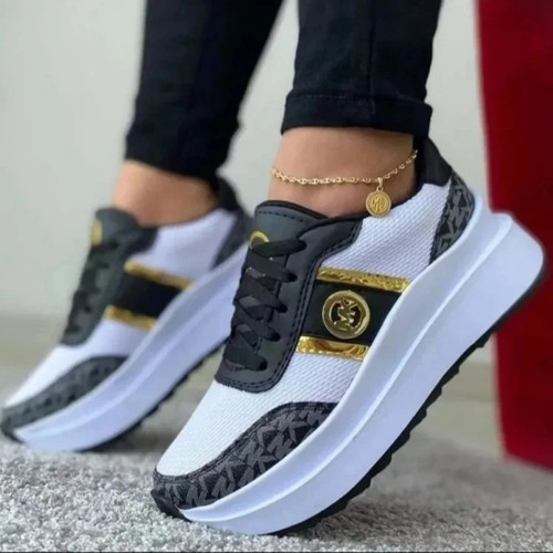 Chaussures femme mode grande taille tête ronde à lacets décontractées bas épais - Photo 11/28
