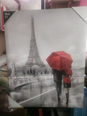Modern Couple In Paris Art Print On Canvas