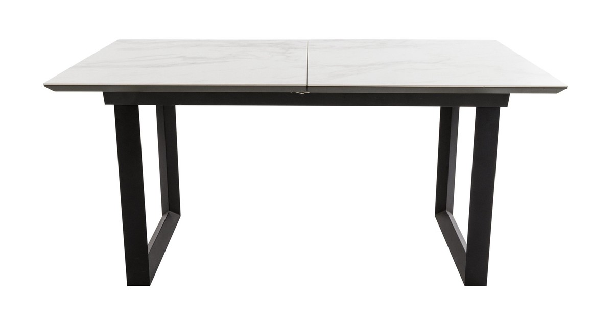 DFS Teno White Ceramic Black Steel 6-8 Seater Extending Dining
