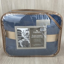 Berkshire Sablesoft Duvet Mini Set TWIN Soft Plush Cadet BLUE Duvet Cover Sham