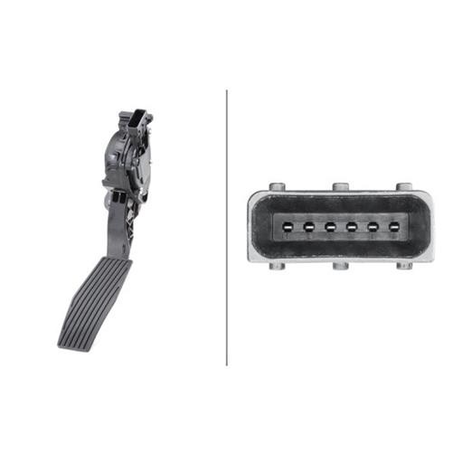 HELLA Sensor, accelerator pedal position - for LH drive vehicles - 6-pin connec