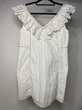 Sezane Robe Martie Ecru Style Short Dress 34 US 2 Women's Eyelet Mini White Boho