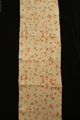 f-598  antique silk kinsha kimono fabric  - little plum branch - 13'' x 60''