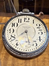 1920’s  Illinois 21j Pocket Watch Grade 706 Adj Temp Positions Double Roller