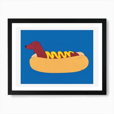 Hot Teckel Kunstdruck gerahmt Wandbild Poster Leinwanddruck Bild