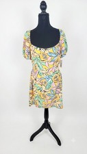 ​ASTR the Label Tropical Papaya Dress New With Tags Size Large Linen Blend Puff 