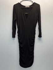 Women’s Black Almost Famous Runched Side Body Con Long Dress Large