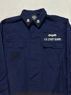 USCG Operational Dress Shirt 38L US Coast Guard Blue Ripstop 