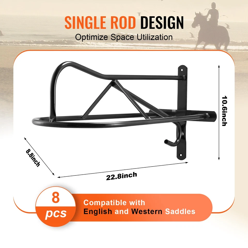 Wall Mount Saddle Rack with Pad Bar 8 Packs Horse Saddle Rack Stand - Image 3 of 4