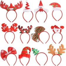 SEVEN STYLE 12 PCS Holiday Headbands,Cute Christmas head hat toppers,Great Fun a