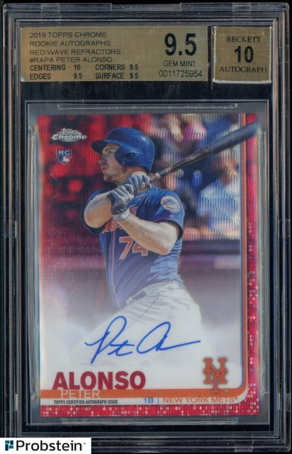 2019 Topps Chrome Red Wave Refractor Pete Alonso RC 4/5 BGS 9.5 mit 10 Auto