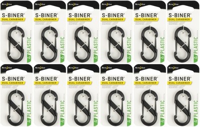 Nite Ize S-Biner Plastic Dual Carabiner #2 - Black (12-Pack)