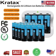 Rechargeable Lithium 1.5V Batteries with Li-ion AA AAA Battery Charger LOT