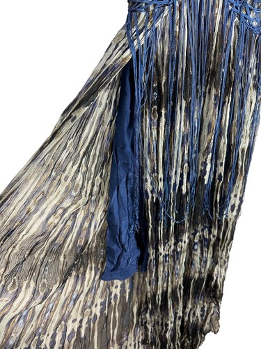 Free People Freyja Blue Maxi Dress Size Small - 4 Boho Pleated Strappy V Neck - Picture 8 of 20