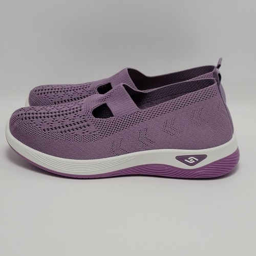 Women's Purple Slip-On Memory Foam Sneakers Breathable Comfort Shoes Size 41 - Picture 2 of 11