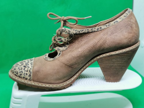 *Schuler & Sons Philadelphia Brown Leather W Leapard Booties Women's Size 8 - Picture 4 of 19