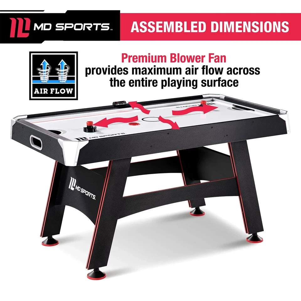 Mesa de hockey de aire MD Sports 60" para 2 jugadores con marcador digital y luces Foto 3 de 4