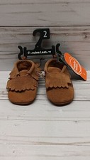 NEW Wonder Nation Brown Leather Moccasin Booties Baby Size 2