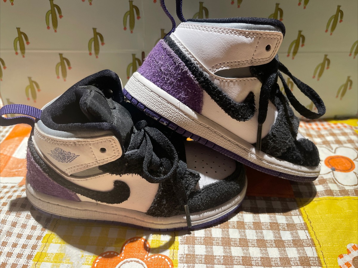 シューズ(男性用) NIKE AIR JORDAN 1 MID SE PURPLE/BLACK Pre owned Men Nike Air Jordan 1 Mid SE Black Varsity Purple