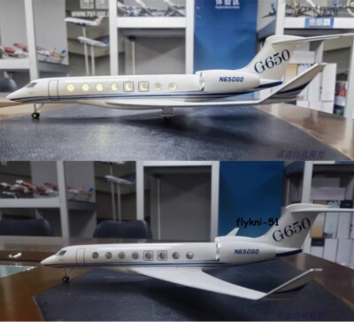 Gulfstream G650ER LED Light Painted Private Jet Model W/Landing Gear Gift