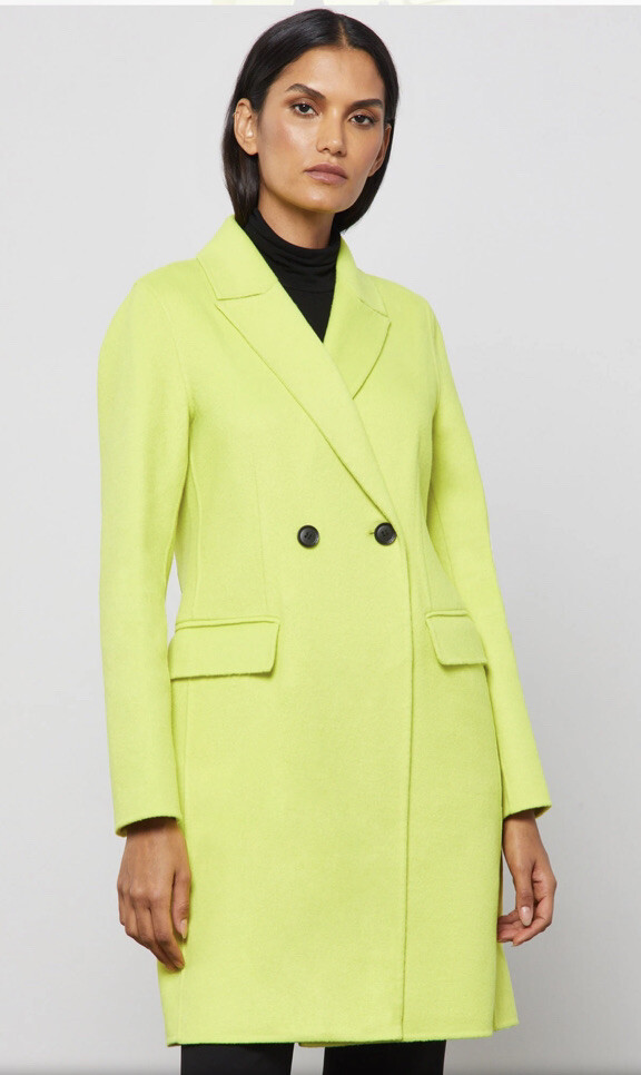 BCBG MAXAZRIA Phoebe Wool Blend Lemon Neon Yellow Double Breast