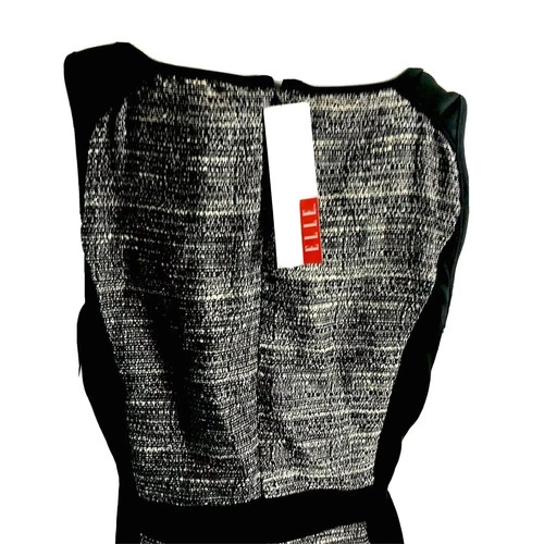 NWT ELLE Gray Black Tweed Sheath Dress Sleeveless Lined Sleeveless Career Work - Picture 4 of 11