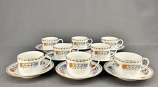 8 Ceralene A. Raynaud Vieux Chine Limoges France Porcelain Cups + Saucers; Mint