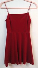 Urban Outfitters WM Juniors XS Cherry Red Velvet Skater Mini Dress Coquette