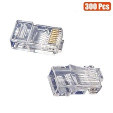 300 Pcs Cat5E RJ45 Ethernet LAN Network Plug Connector Stranded Wire Gold Plated