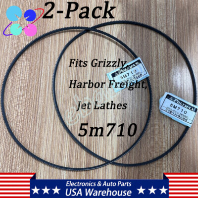 5-M-710 For Gates Grizzly Harbor Freight Jet Lathes 5M710 Polyflex V-Belts 2PACK