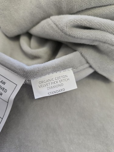 Restoration Hardware Organic Cotton Velvet Diamond Sham Grey Standard Size - Picture 3 of 8