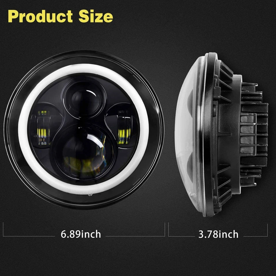 Par de faros LED redondos de halo verde de 7 pulgadas para GMC C1500 C2500 C3500 1973-1979 Foto 3 de 4