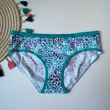 Victoria's Secret VTG Cotton Hiphugger Panty Blue Leopard Small NEW