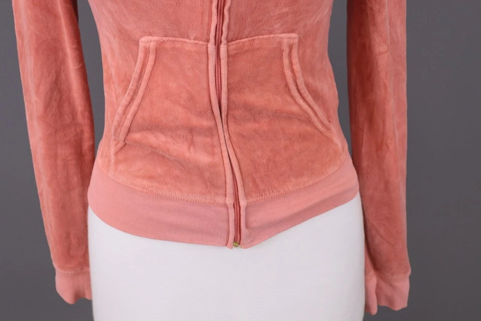 Suéter Juicy Couture Los Angeles California Naranja Con Capucha Cremallera Talla P/S Foto 3 de 4