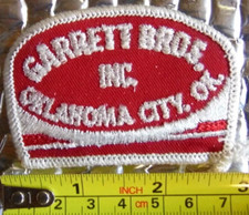 Vintage Patch GARRETT BROS. OKLAHOMA CITY OK. FREE SHIPPING