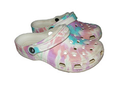 Crocs Women Size 6 M Classic Tie-Dye Graphic Clogs Fresco Multicolor Used