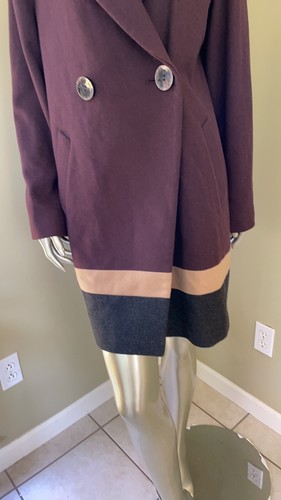VINCE CAMUTO Womens Coat Burgundy Colorblock Size Large - Picture 3 of 10