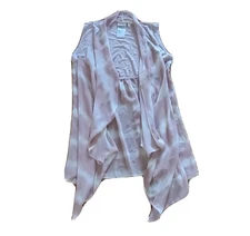 LOGO By Lori Goldstein Cardigan Top Shirt Womens XS Pink Sheer Scarf Flowy Layer