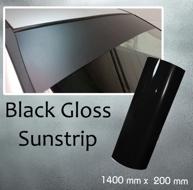 Gloss Black Sun Strip Universal Car Windscreen Sunstrip 140cm x 20cm ...