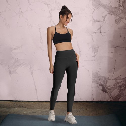 Women Mesh Panel Leggings For Workout Tummy control High Waist With Pockets - Picture 6 of 44
