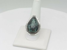 Native American Sterling Silver  Turquoise Ladies Navajo Handmade Ring Size 10