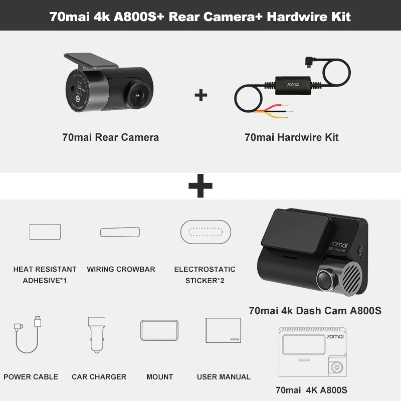 HK Almacén] Xiaomi 70mai Dash Cam A800S-1 Cámara dual para