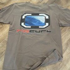 vtg rip curl ocean tec surf sun bleached faded thrashed shirt brown L USA made
