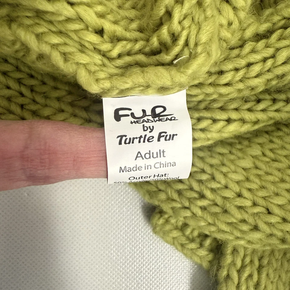 Bufanda de piel de tortuga para mujer OS Chartreuse verde lana con capucha tejido con cable cálido grueso Foto 3 de 4