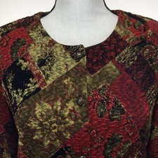 Ronni Nicole Ouida Womens Top Size 10 Black Red Gold Long Sleeves USA Made